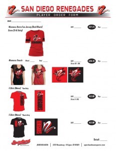 Player Number Form (Renegades) 2012 #3