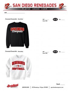 Player Number Form (Renegades) 2012 #5